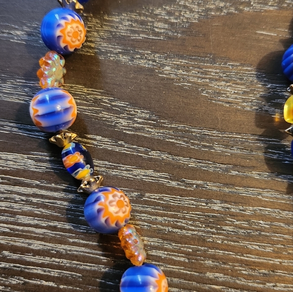 Royal blue sun and stars necklace/bracelet and earrings - Picture 6 of 8